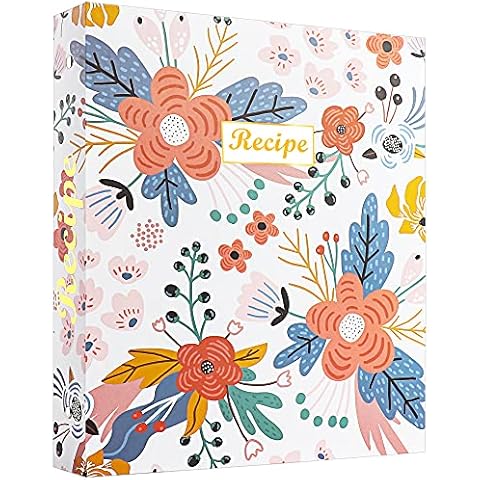 3 Ring Recipe Binder 8.5”x11” Total 115pcs Recipe Book to Write in Your Own Recipes with 60 Recipe Cards 4x6, 30 Sleeves, 8 Dividers, 15 Recipe Pages, 60 Labels, Great Gifts for Women Cover