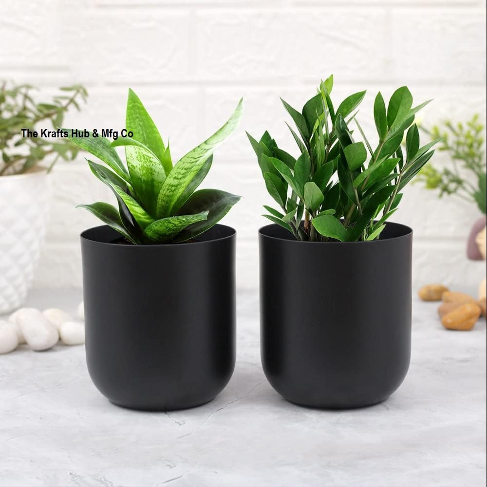 The Krafts Hub Urban Plant Black Finish Planter for Living Room Table Decor | Decorative Modern Indoor Planter | Ideal for Gifting | Small Size 5 Inch (Pack of 2) (B0D5WJ6PRM) Amazon Price History, Amazon Price Tracker