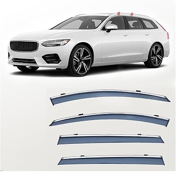 4 PCS Car Wind Deflectors for Volvo V90 2018 2019 2020 2021 2022 2023, Car Side Window Visors Rain Eyebrow Guards Wind Deflectors Set