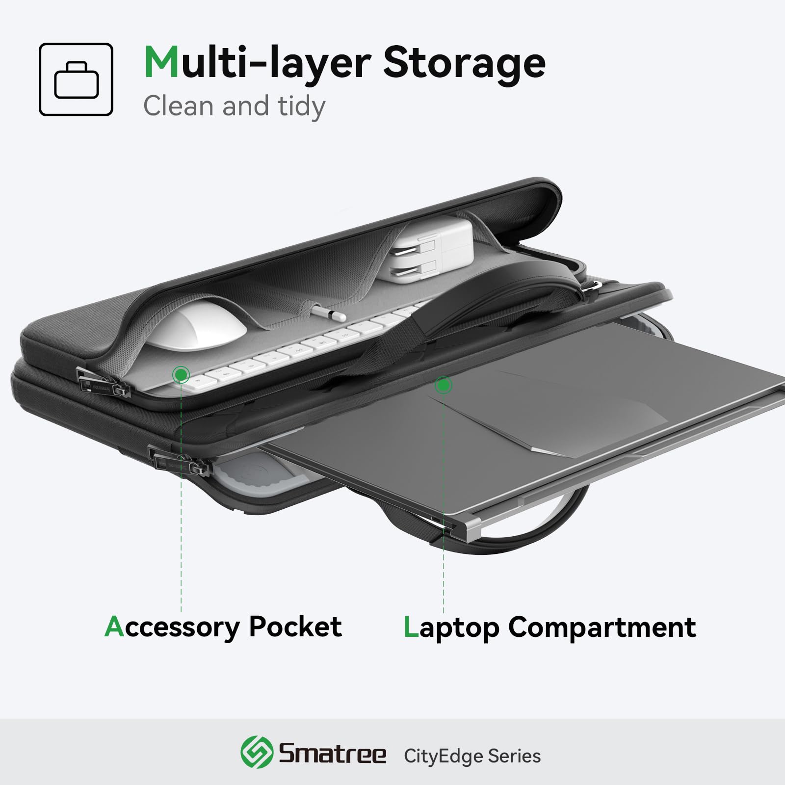 Smatree CityEdge - Funda para portátil Alienware x17 R2 de 17.3 pulgadas, para portátil Alienware m17 R5 de 17.3 pulgadas, funda con bolsillo para accesorios, correa para el hombro, diseño patentado