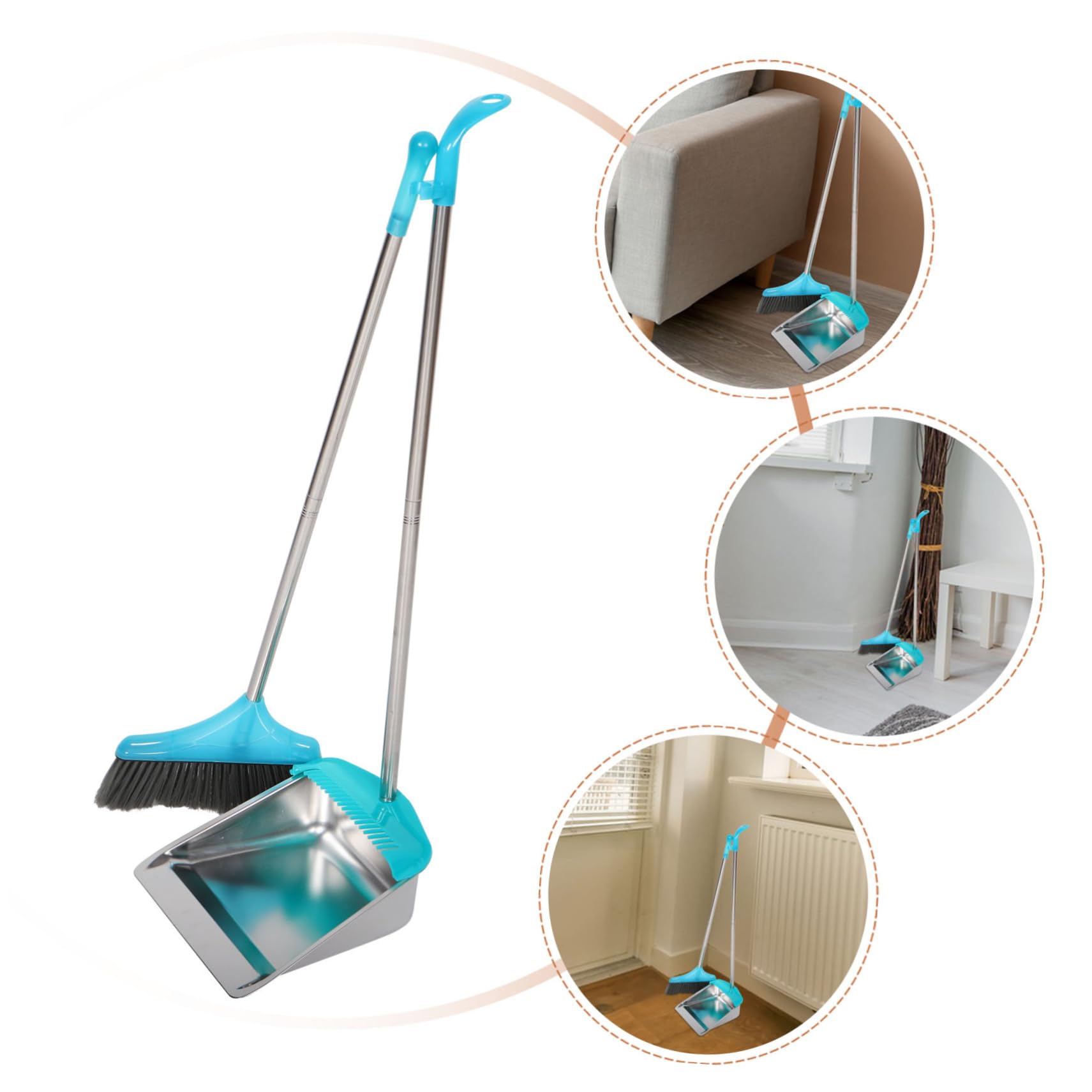 Cabilock Recogedor de Metal con Mango Largo, Acero Inoxidable y Plástico, Ligero Diseño Engrosado para Oficina y Cocina