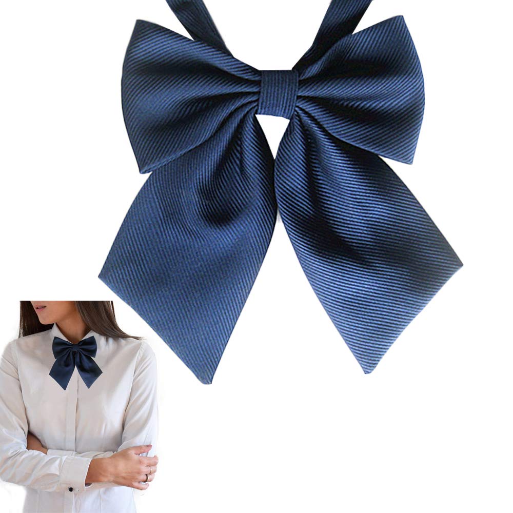 CHENGZI Pajarita ajustable preatada para mujer, uniforme escolar, disfraz de camarera, estilo profesional, azul oscuro