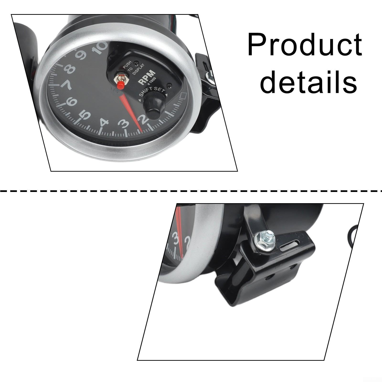 Contagiri LED 5 Pollici 10000RPM 12V Auto Display Alluminio Nero
