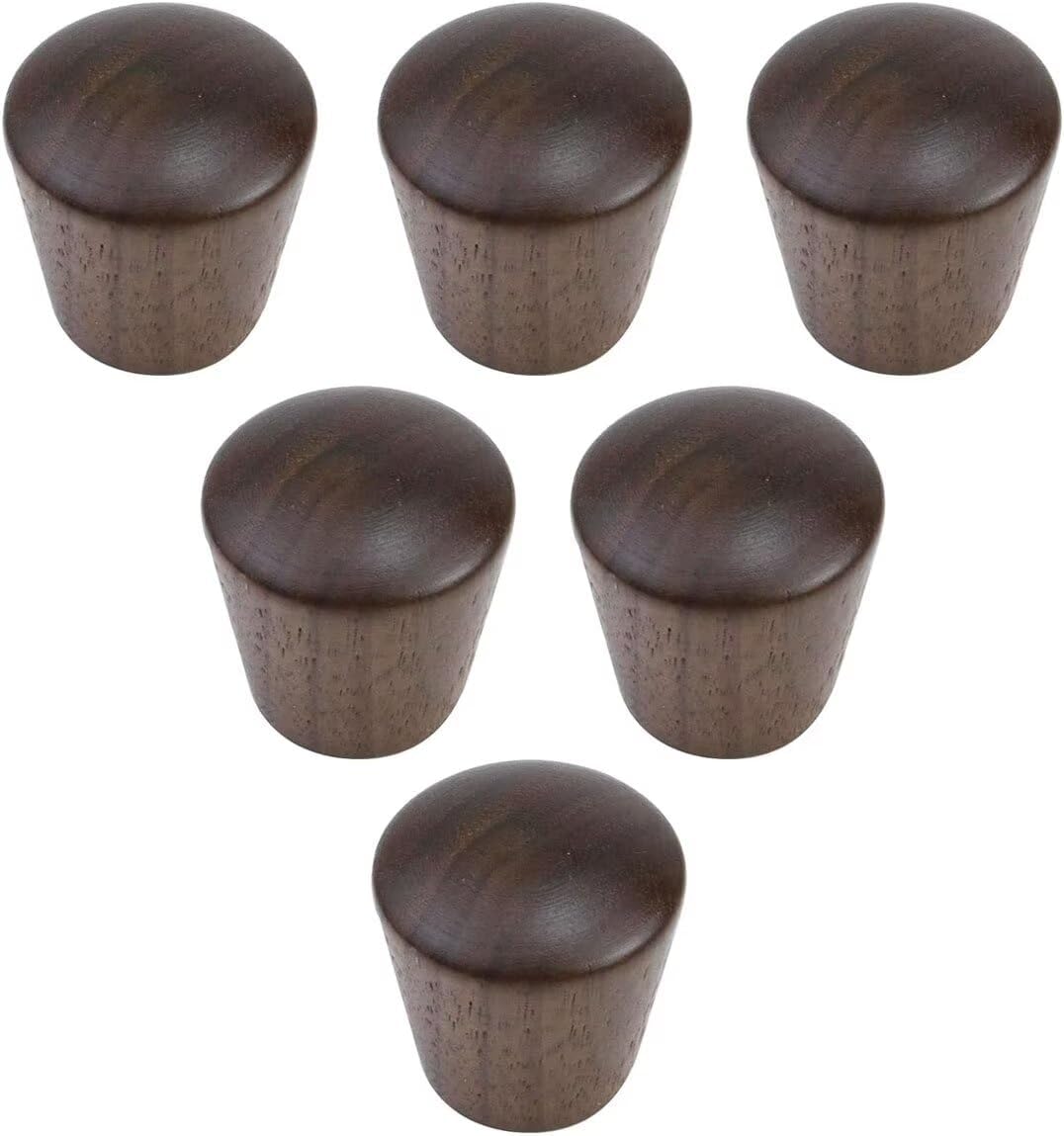 6PCS Walnut Wood Cabinet Knobs Cone Shape Walnut Wood Drawer Cupboard Knobs,Wooden Dresser Knobs,Natural Wood Kitchen Cabinet Knobs Pulls Handles,0.87" x 0.87"