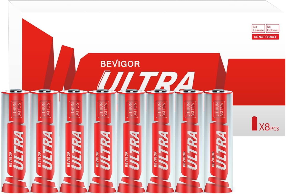 BEVIGOR Lithium Batteries AA, AA Batteries 8Pack, 3500mAh 1