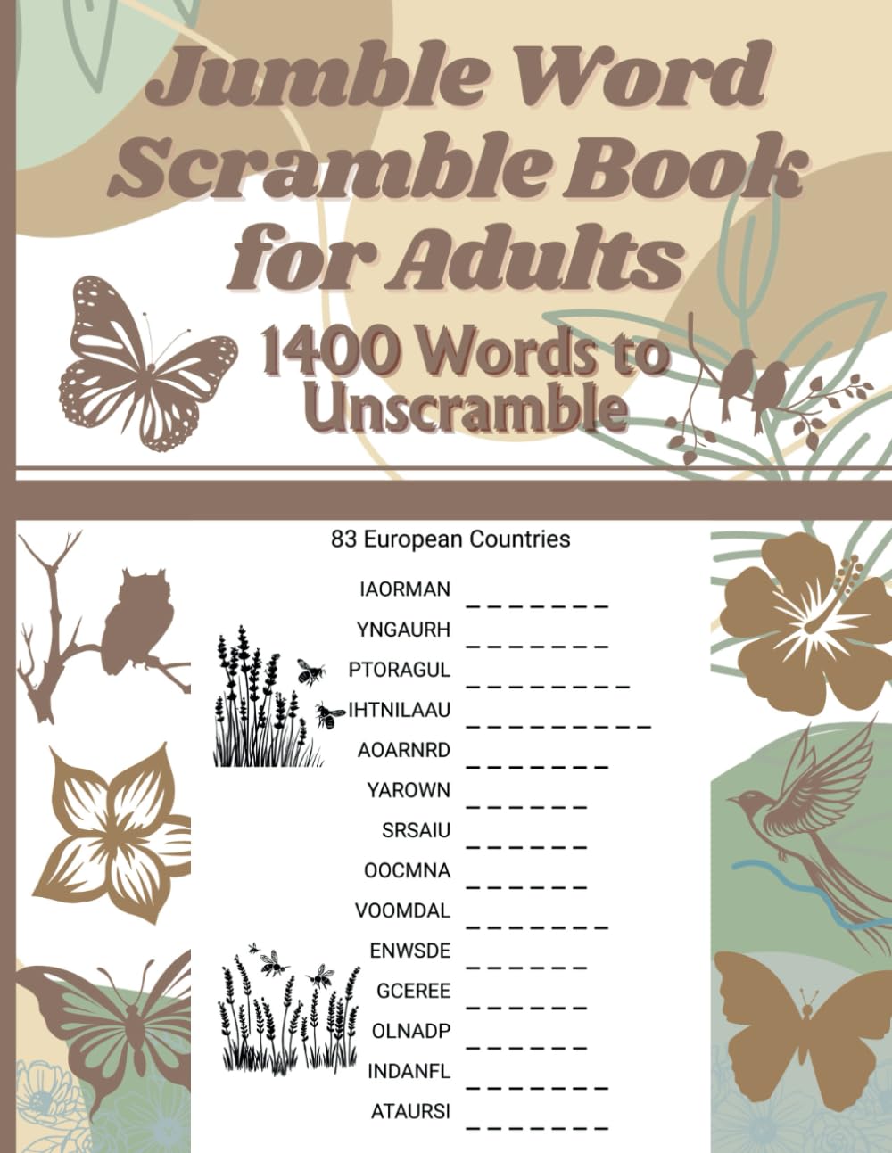 Jumble Word Scramble Book for Adults: 1400 Words to Unscramble with Solutions to Challenge Yourself (Relaxing Activity Books for Adults)