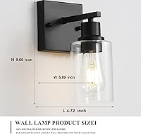 Vista 2 de EMONG Lámparas de Baño de Luz Única, Lámpara de Tocador Negra Mate con Pantalla de Vidrio, Iluminación Moderna de Apliques de Pared para Baño