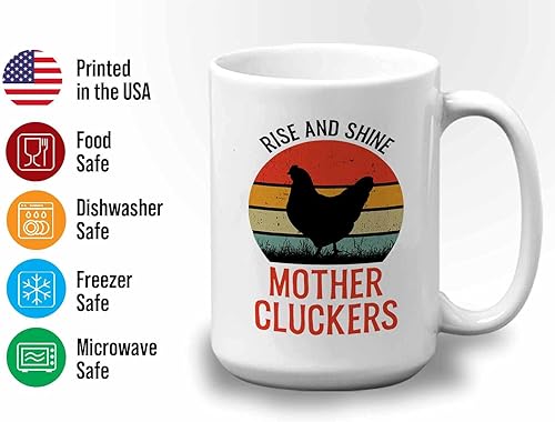 Miniatura 3 de Taza de café de granjero de 15 onzas, color blanco  Rise and Shine Mother Clucker  Funny Farming Farmhouse Chicken Cluck Hens Hatcher Chicks Egg