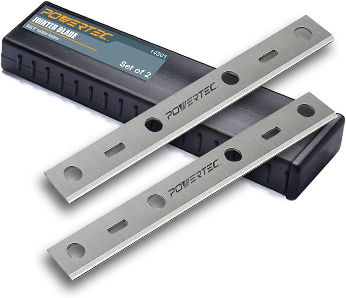 POWERTEC 6 Inch Jointer Blades for Delta 37-070, JT-160 Jointer, Replacement for 37-072, 37-372 Jointer Knives, Set of 2 (14801)