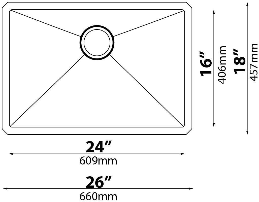 KRAUS Standart PRO 28-inch 16 Gauge Undermount Single Bowl Stainless Steel Kitchen Sink, KHU100-28