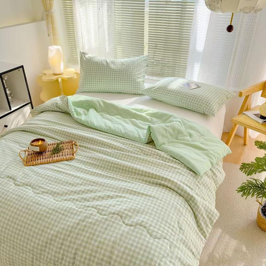 Bedspread Coverlets Patchwork Quilts Double/Set King Size Cotton Reversible Quilt,Lightweight and Breathable Super Soft Summer Quilt,Air Conditioning Quilt,Couch Blanket Bedding(N,150x200cm)