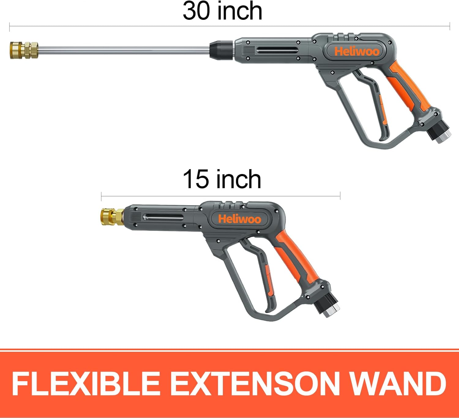 High Pressure Washer Gun with Swivel Ends, Power Washer Gun with M22 14mm & 15mm Fitting, 3/8" Swivel USA-NPT Thread, 7 Nozzle Tips, Replacement Extension Wand - 3600PSI/5.5 GPM