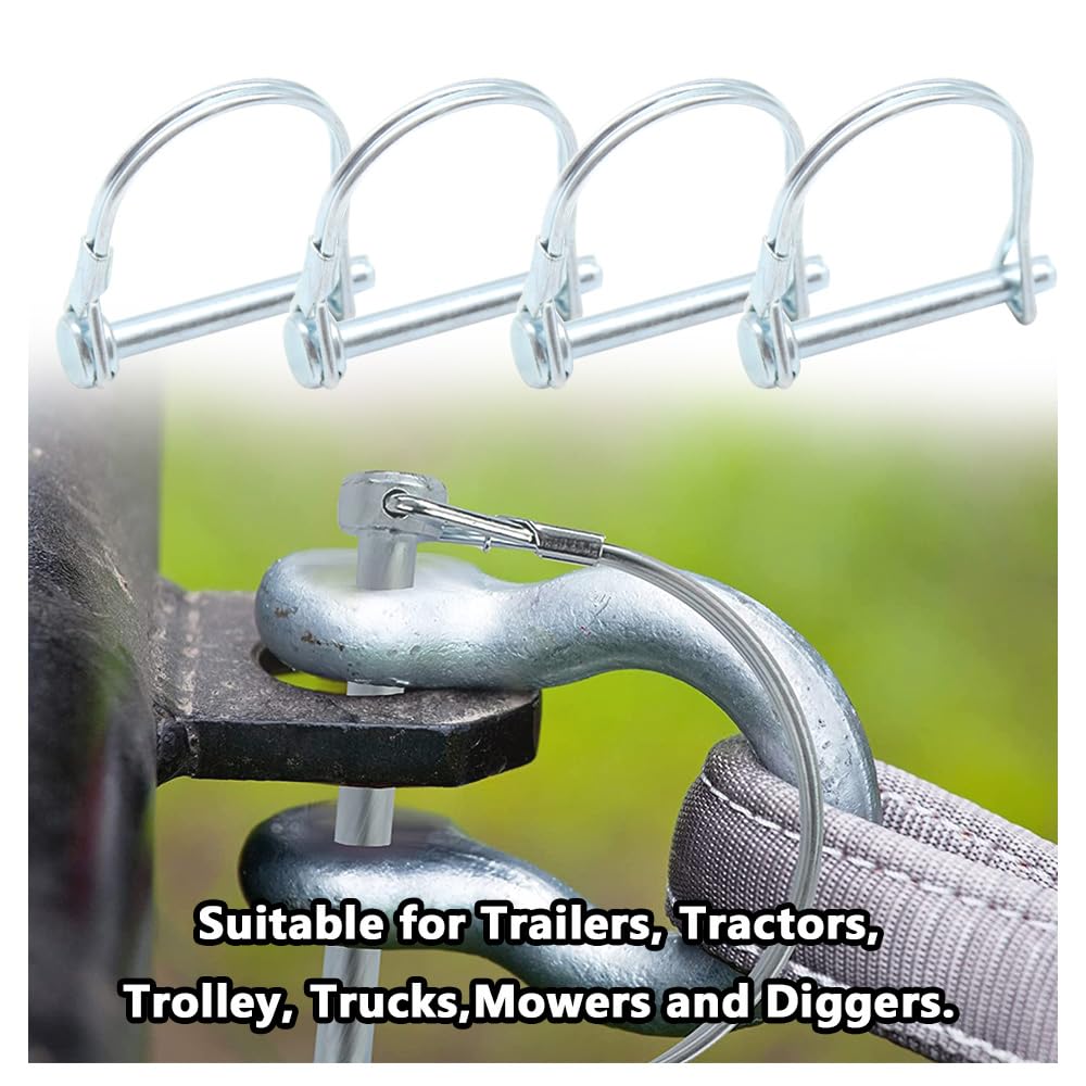Ruidee 5 Pcs Wire Lock Pin 6x45mm Shaft Locking Pin Trailers Lock Hitch Pto Pin Round Loop Wire Pin Heavy Duty Coupler Pin (DSX/6x45mm) - Image 4