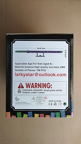 Miniatura 10 de Espada Demon Slayer compatible con Lego, bloque de construcción de espada Kokushibo de 39 pulgadas con vaina y soporte, juego de construcción de