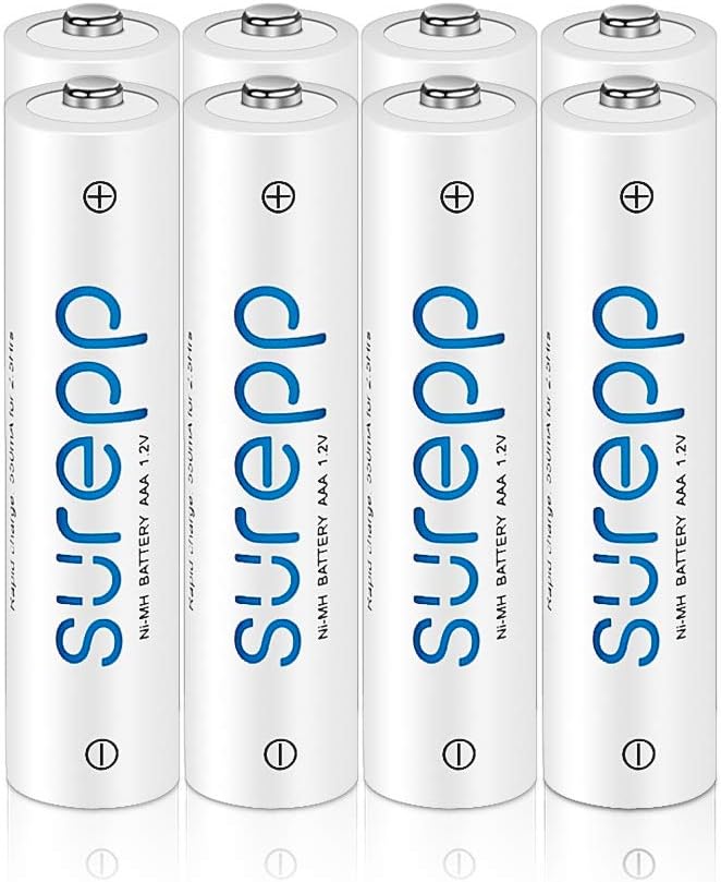 NeBatte 8x AAA 1100mAh 1.2V Ni-MH Rechargeable Batteries 8 Pack High Capacity Low Self Discharge 1200 Cycles with 2 Storage Case