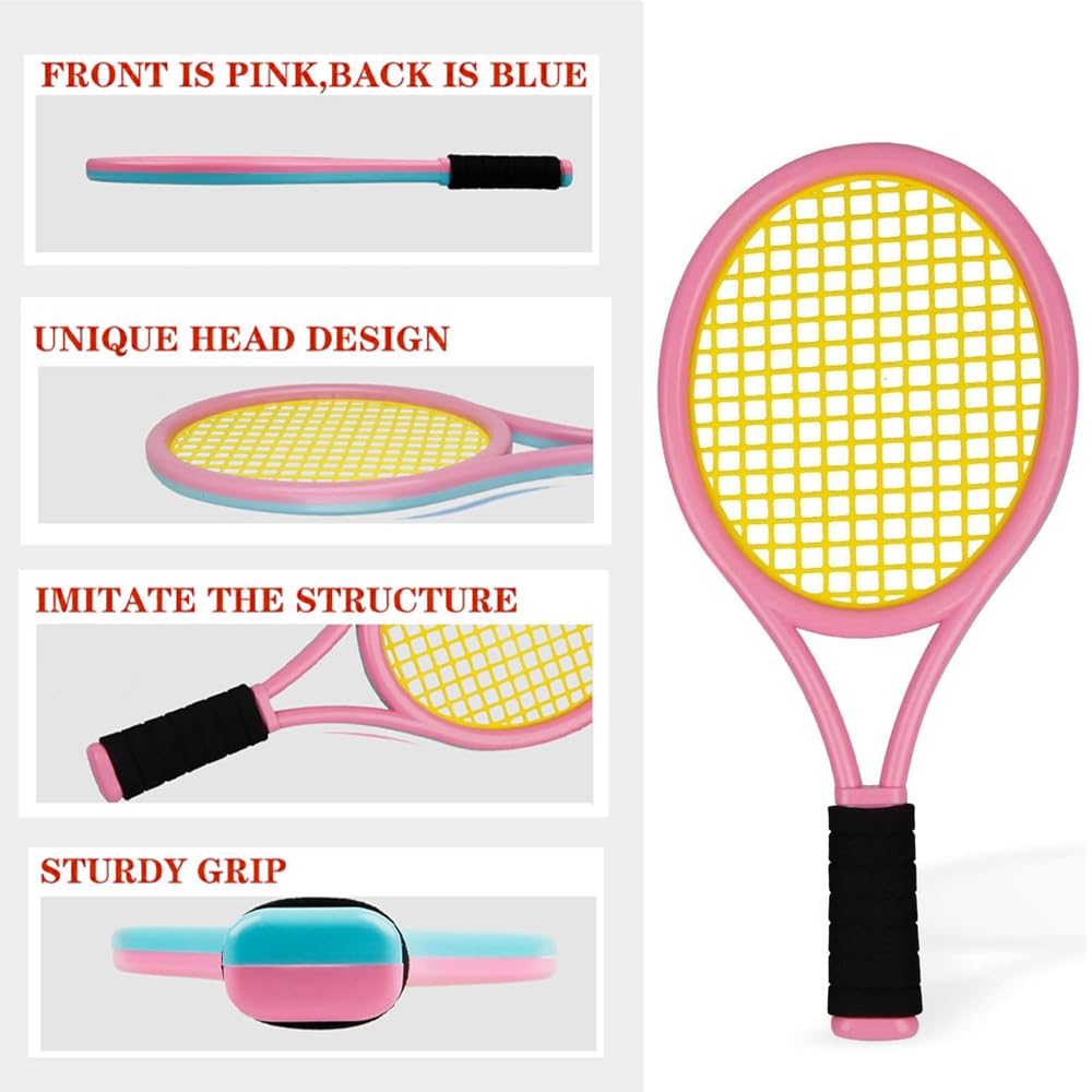 Set di racchette da tennis per bambini, racchetta da tennis per bambini con 2 palline da allenamento, giocattolo da racchetta, ideale per bambini per sport all'aperto e al chiuso