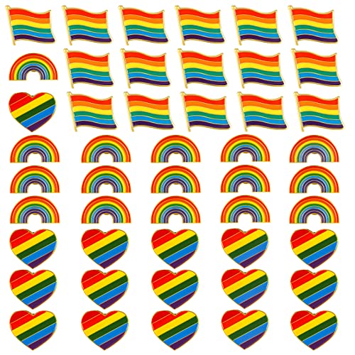 Image of MTLEE 48 Pieces Gay Pride Pins Rainbow Lapel Pins Bulk Handmade Brooch Lgbt Accessories for Men Women Clothes Bag