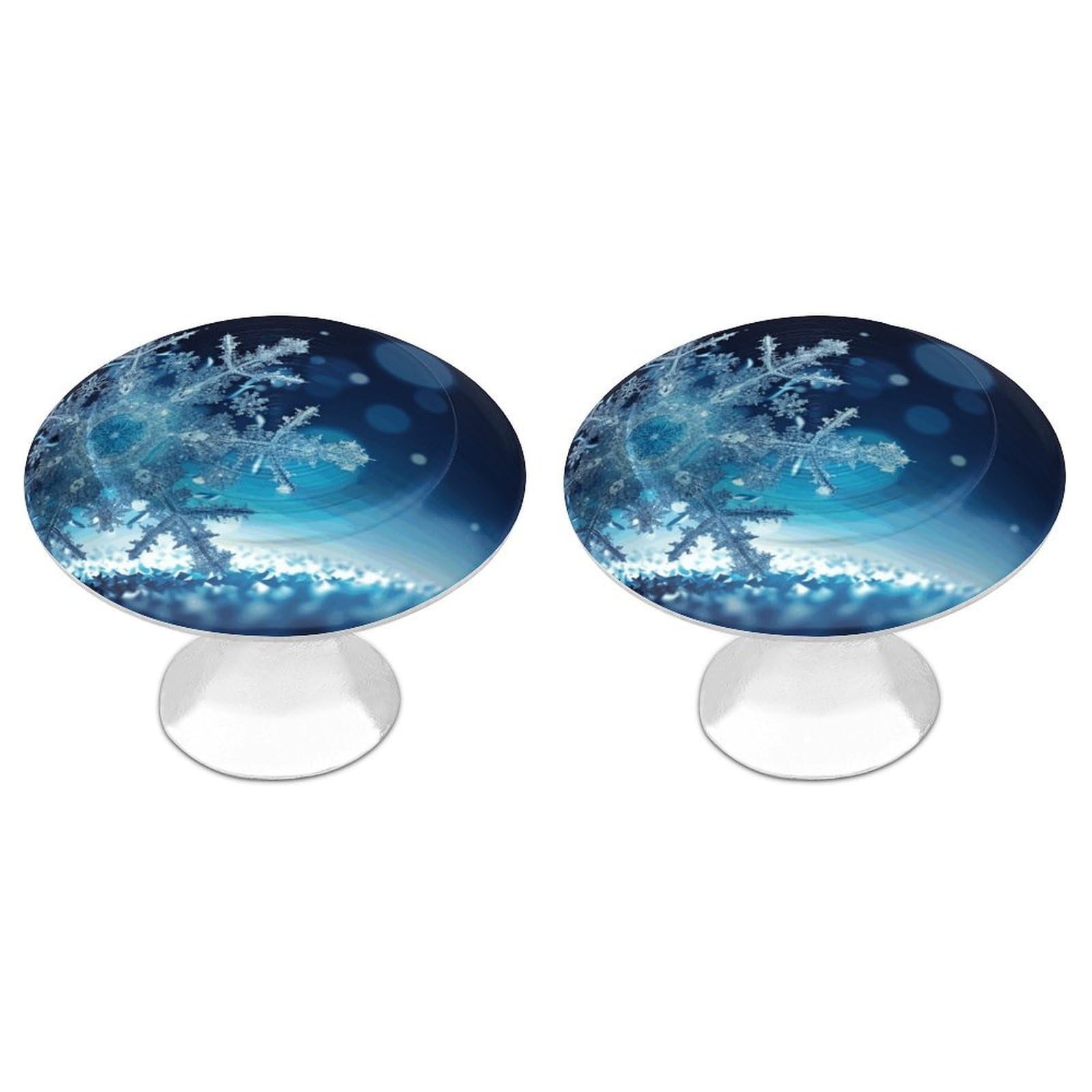 Fekiloot Style Blue Christmas Snowflake Cabinet Knobs Personality Stainless Steel Round Drawer Handles Circle Modern Cabinet Handles Drawer Knobs For Kitchen Dresser Bathroom Cupboard Furniture