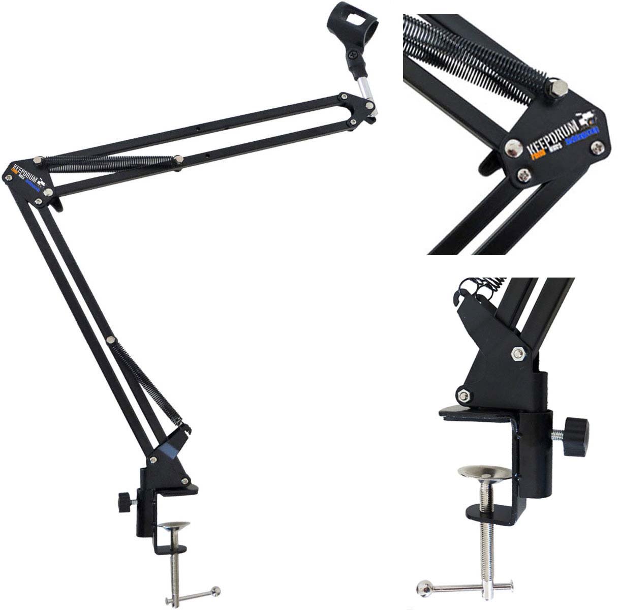 keepdrum NB35 Mikrofonstativ Tisch-Mikrofonarm Schwenkarm + PCMH-1 Spinne elastische Halterung