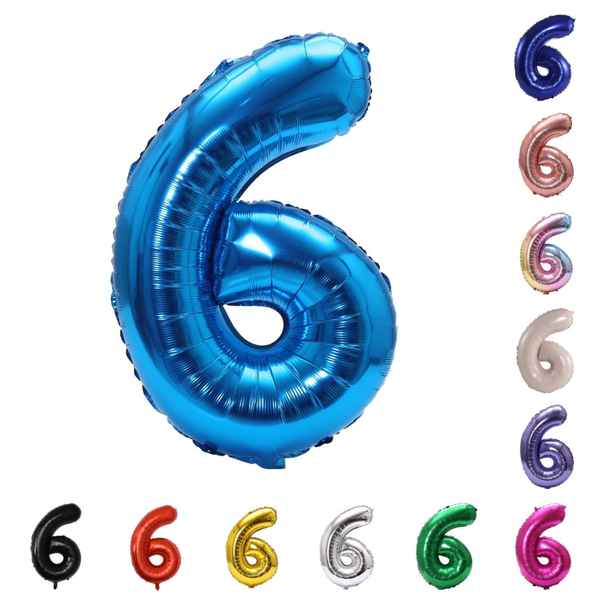 YPSelected 32 Inch Large Foil Helium Number Balloon Birthday Wedding Party 0-9 (Blue, 6)