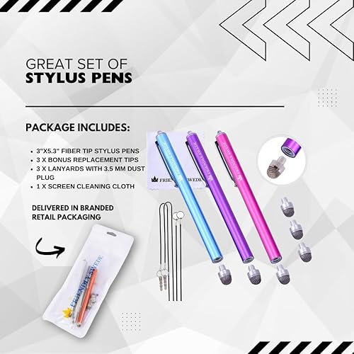 Miniatura 6 de The Friendly Swede lápices Hybrid Stylus con punta reemplazable microtejida, con hilos, tela y puntas de repuesto (3paquetes)