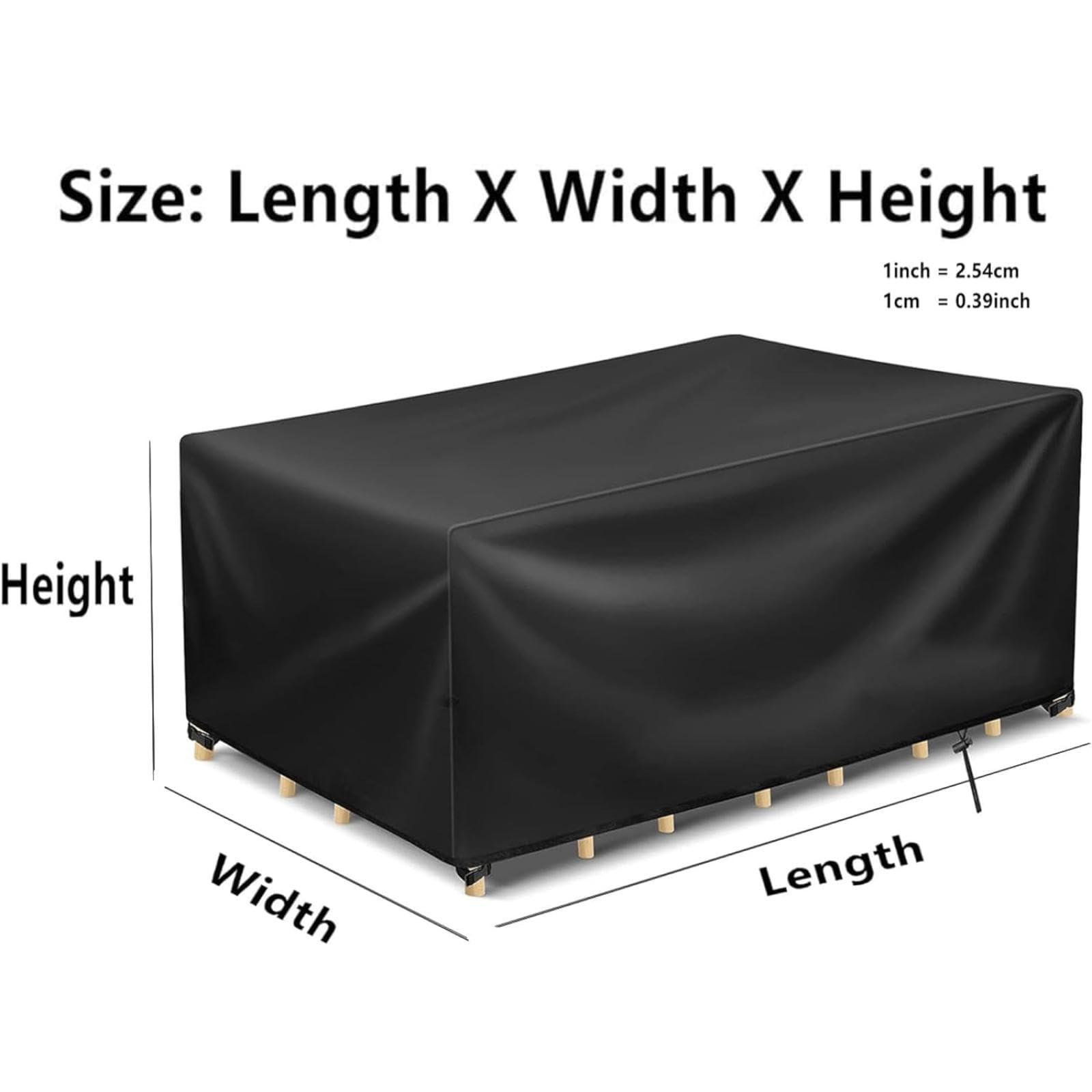 OOOXZO Housse Salon De Jardin 300x180x75cm/LxWxH Protection Bache Table De Jardin Imperméable Anti-UV Coupe-Vent Bache Table Exterieur Pour Tables, Chaise, Canapé