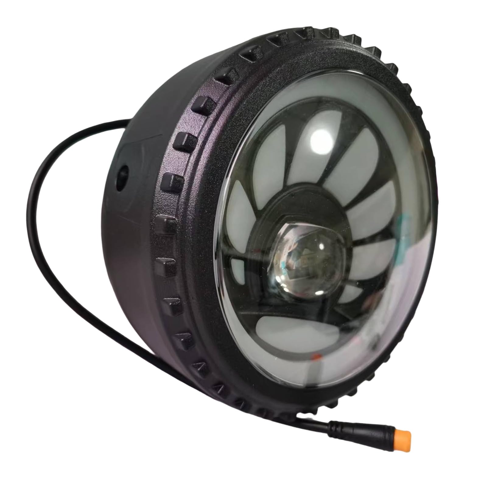 Luci Anteriori per e-Bike con clacson per Bici elettrica con Pneumatici Larghi, connettore a 3 Pin 48-36V, Impermeabile, a LED, Colorate, Faro per Mountain Bike per la Guida nottur