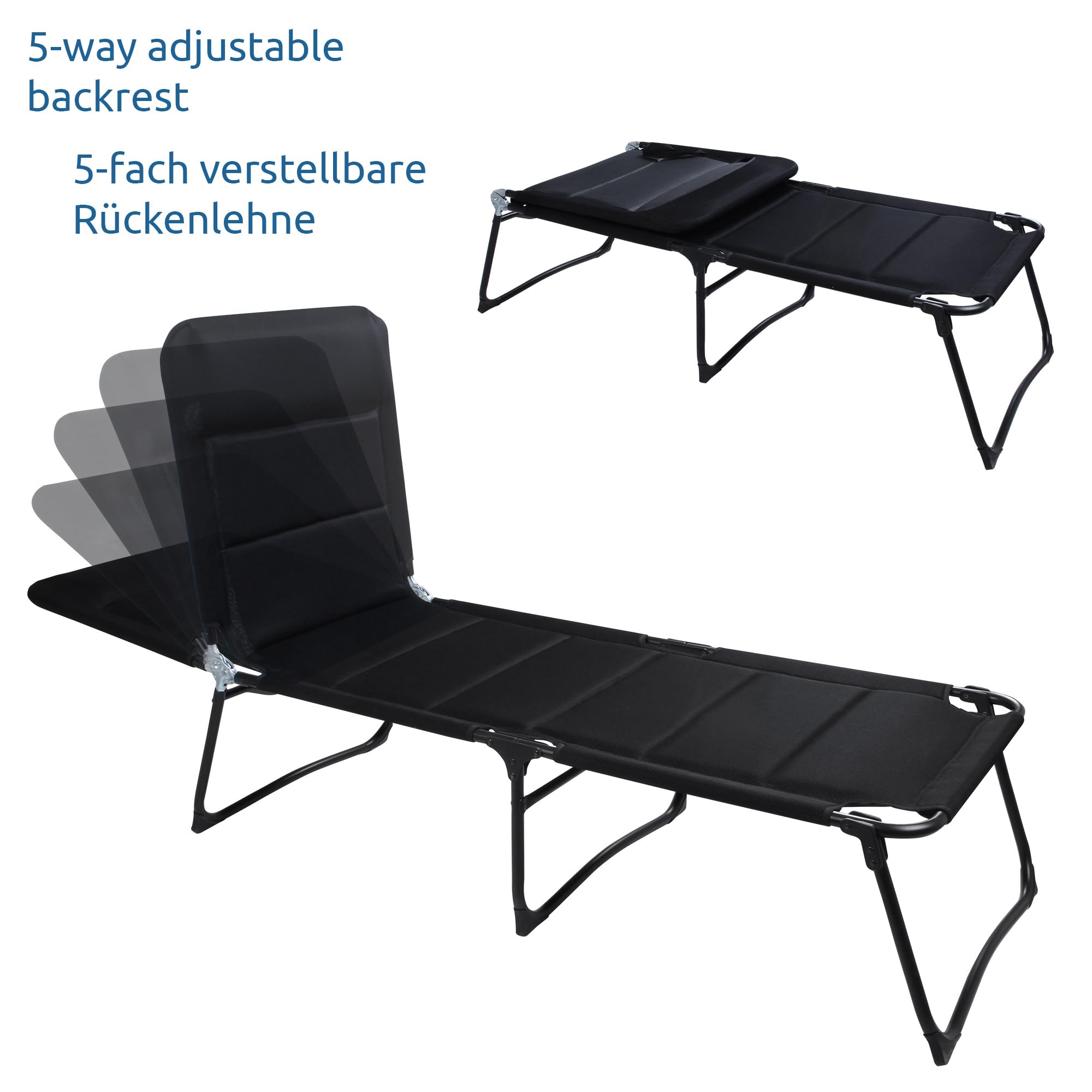your GEAR Sonnenliege Salina XXL – Wetterfeste Gartenliege klappbar mit 3D Mesh, verstellbare Rückenlehne, Stabiler Aluminiumrahmen, extra breit & komfortabel für Terrasse, Camping & Garten