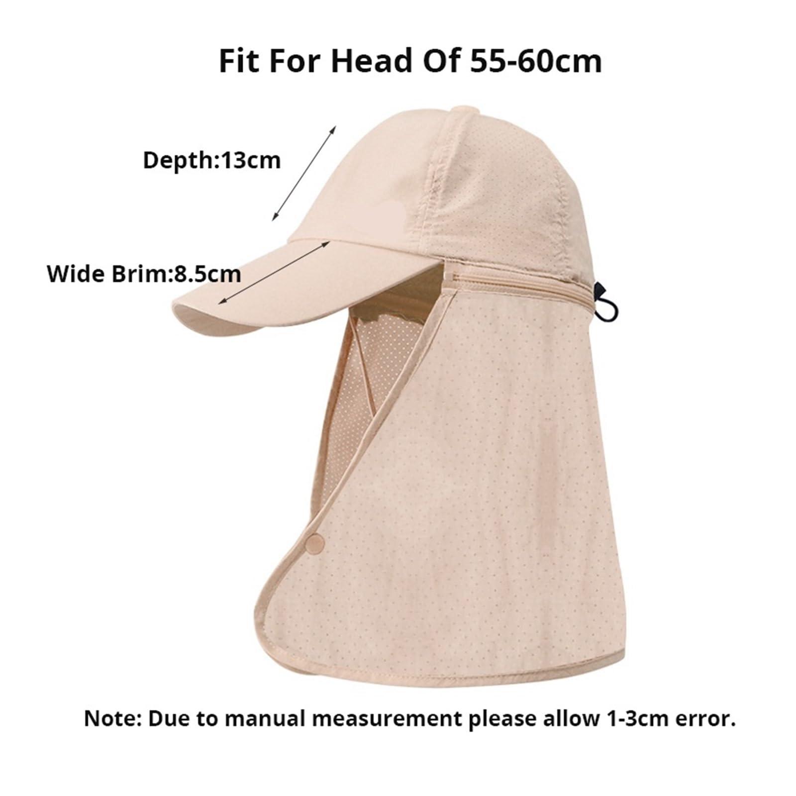 Generico Cappello da Pescatore Impermeabile Esterno ad Asciugatura Rapida for Uomo Berretto Baseball Staccabile Sole Estivo con Patta sul Collo Escursionismo Maschile