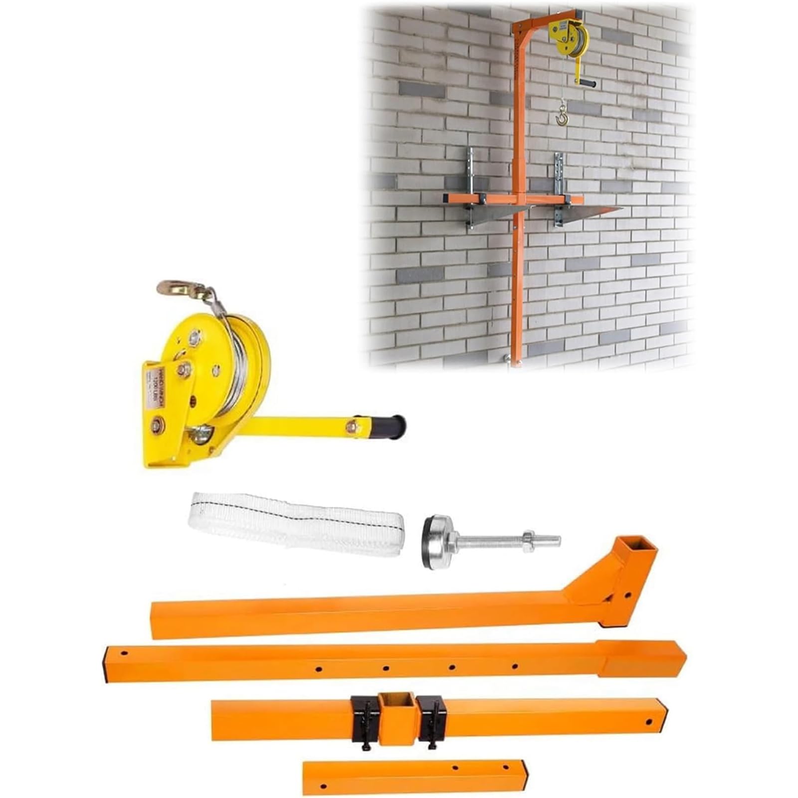 Mshgsku 150Kg 25M Adjustable Stainless Steel Lifting Bracket With Hand Winch For Air Conditioner Installation And Heavy-Duty Lifting