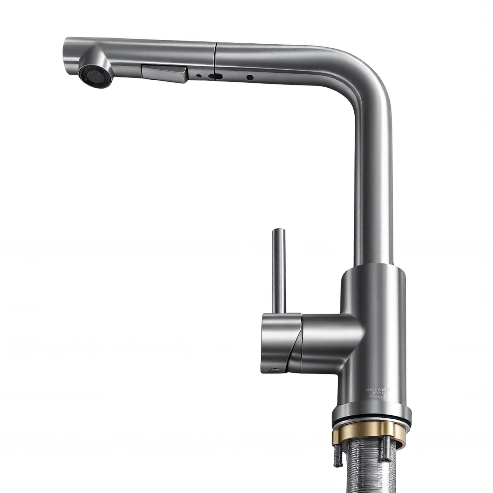 FORIOUS Wasserhahn Küche, Küchenarmatur mit Ausziehbarem Magnetischem Brausekopf, 2 Sprühfunktionen und 360°-Drehung, L-förmiger Edelstahl Mischbatterie Armatur