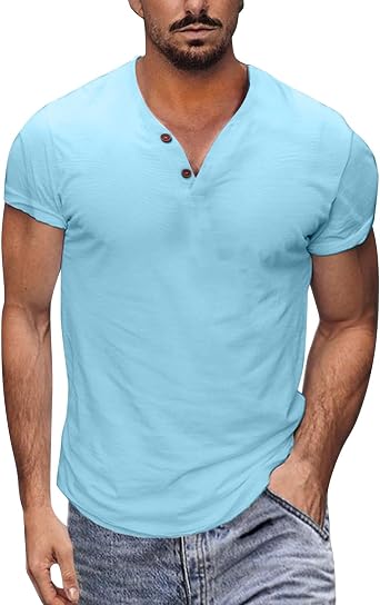 Summer Shirt Men's Jogal, Linen Shirt Short Sleeve 3XL Fitness Shirt Gym V Neck Summer Shirt Slim Fit Casual Shirt Short Sleeve Comfort Fit Linen Shirt Regular Fit Summer Shirts Short Shirts