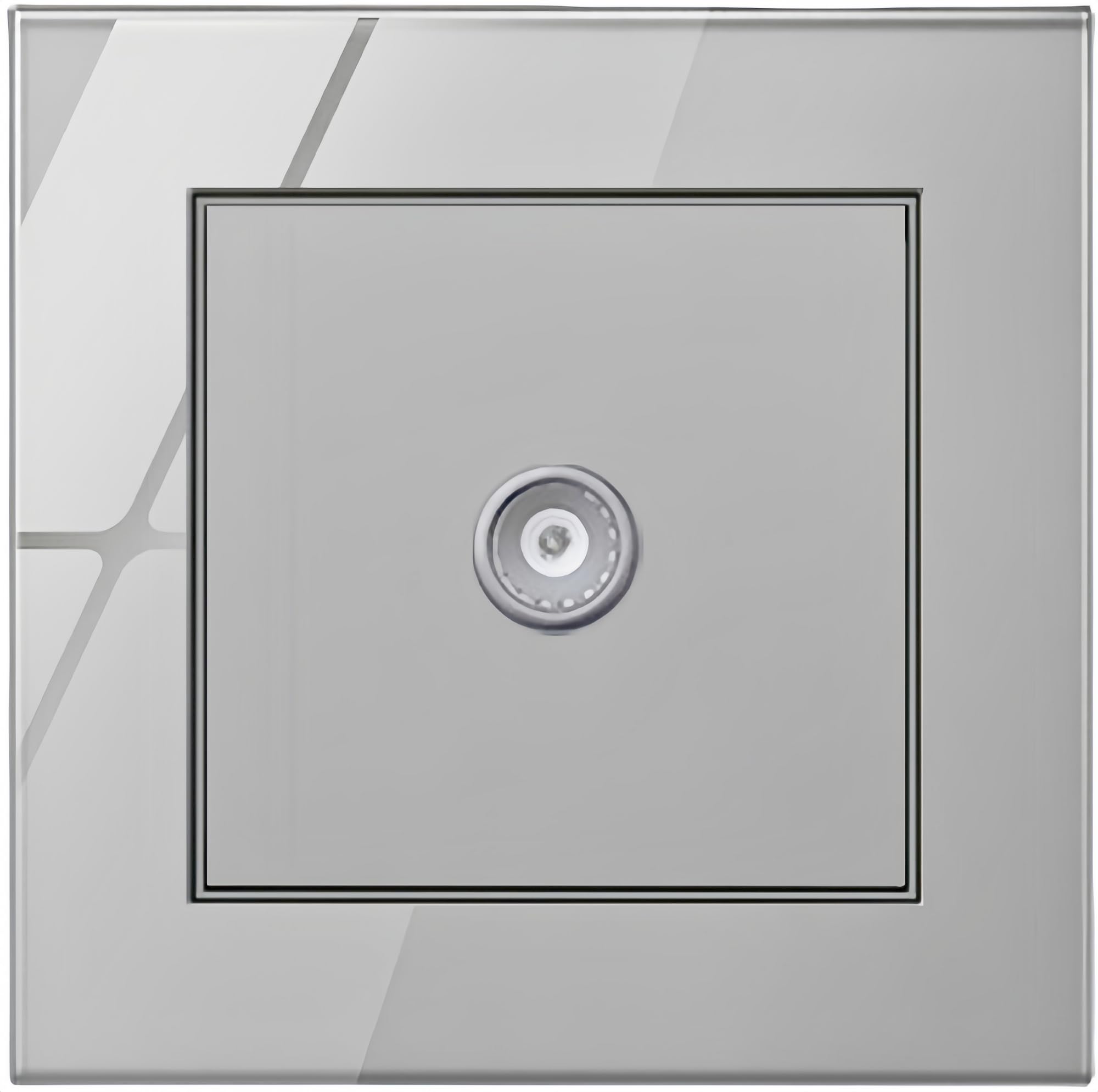 MEI JIA Borliya Satellite TV Socket Tempered Gray Glass Panel and push button Light Switches with LED Indicator,UK Standard Wall Power Socket, Artistic Modern Swich soket (K- satellite tv socket)