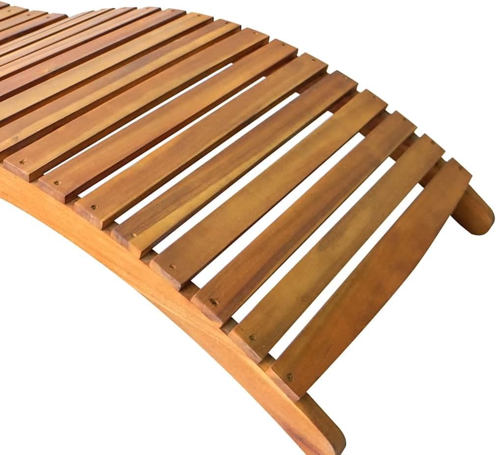 vidaXL Patio Sun Lounger with Cushion, Outdoor Wooden Sun Lounger, Outdoor Patio Folding Day Bed for Pool Beach, Retro Style, Solid Wood Acacia