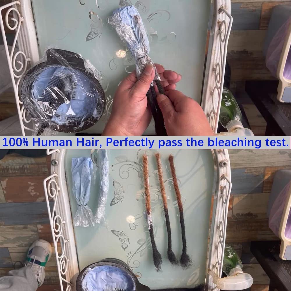 Loc Extension Human Hair 0,2cm Thickness 8 cali 10 Strands Natural Black Full Handmade Permanent Locs Can Be Dyed and Bleached dla kobiet mężczyzn dzieci Dreadlock Extensions Real Human Hair