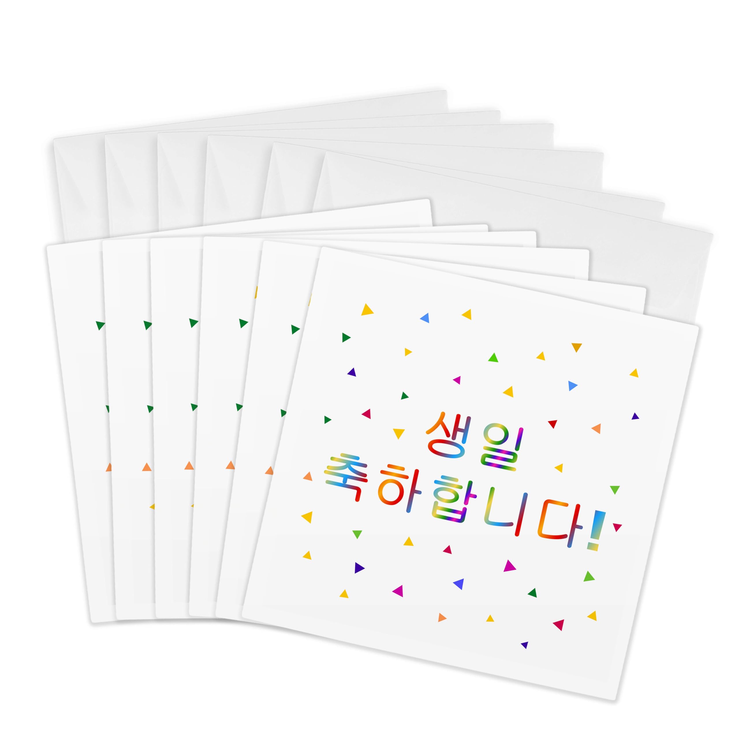 3dRose Saeng-il chughahabnida - Happy Birthday in formal Korean colorful text 6 Greeting Cards with envelopes