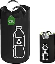 Sauntere Récipient de collecte de bouteilles vides de 82 l - Noir - Étanche - Avec poignées de transport en aluminium - Pour cuisine, salle de rangement et extérieur