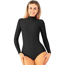 Kepblom Women Ballet Dance Leotard Turtleneck Long Sleeve Spandex Bodysuit
