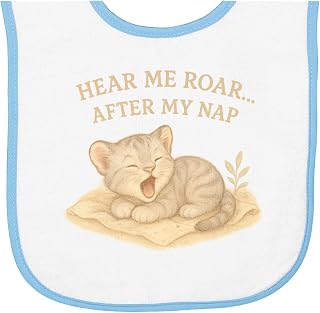 inktastic Adorable Yawning Kitten Hear Me Roar Cute Nap Baby Terry Cloth Bib