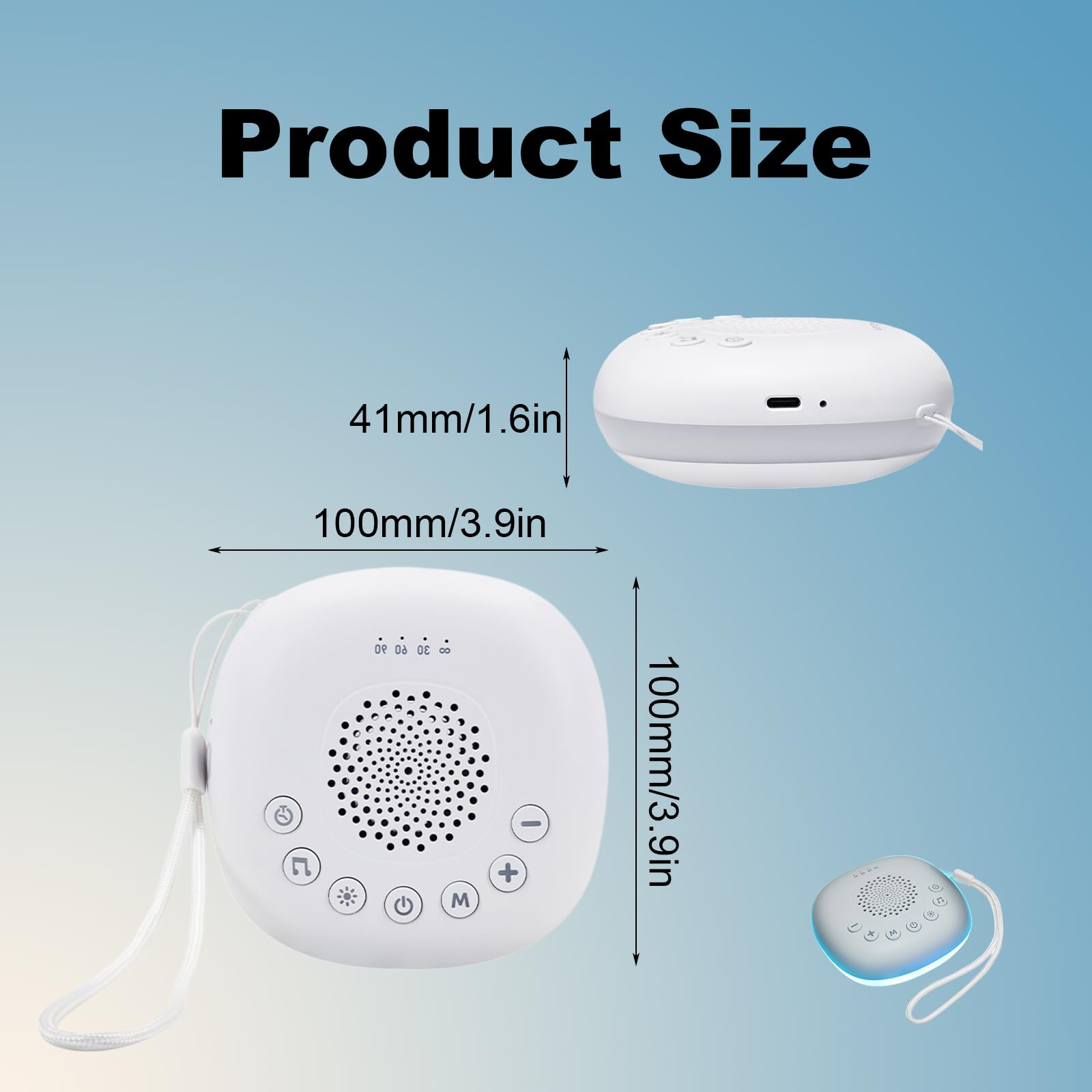 Machine Bruit Blanc Bébé Portable, White Noise Machine Avec Sons De Bruit Blanc Et Musiques D’endormissement, Veilleuse Intégrée, Minuterie, Rechargeable 800 mAh, Aide Au Sommeil Pour Bébés Et Adultes