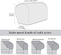 Vista 6 de Fundas para reposabrazos de sofá, fundas para reposabrazos con bolsillo, protector elástico para reposabrazos de sofá, fundas extraíbles