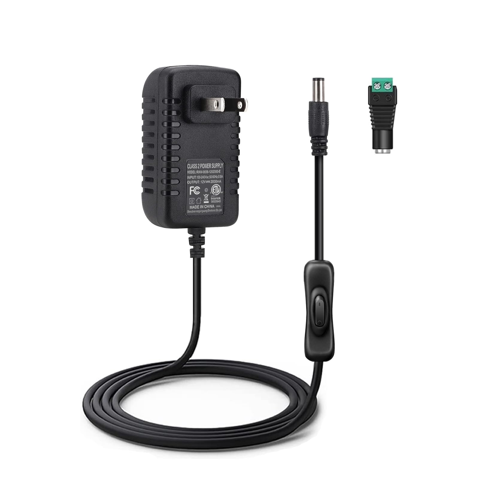 12V 2A Power Supply with Switch with Inline On Off Switch