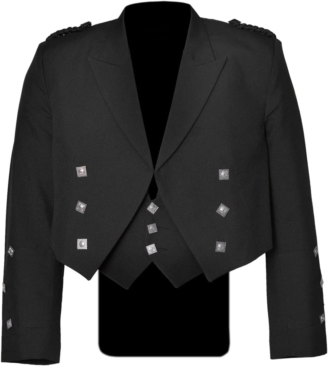 Prince Charlie Kilt Jacket with Vest – Scottish Costume Men Formal Outfit for Weddings, Parties & Highland Wear