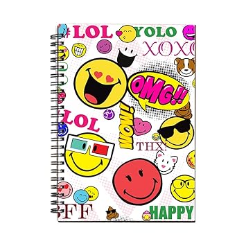 Ultra 3D Notebook | Size A5 | Single Line, wiro Binding, 100 Pages | Lenticular | Smiley World Emoji & Quotes