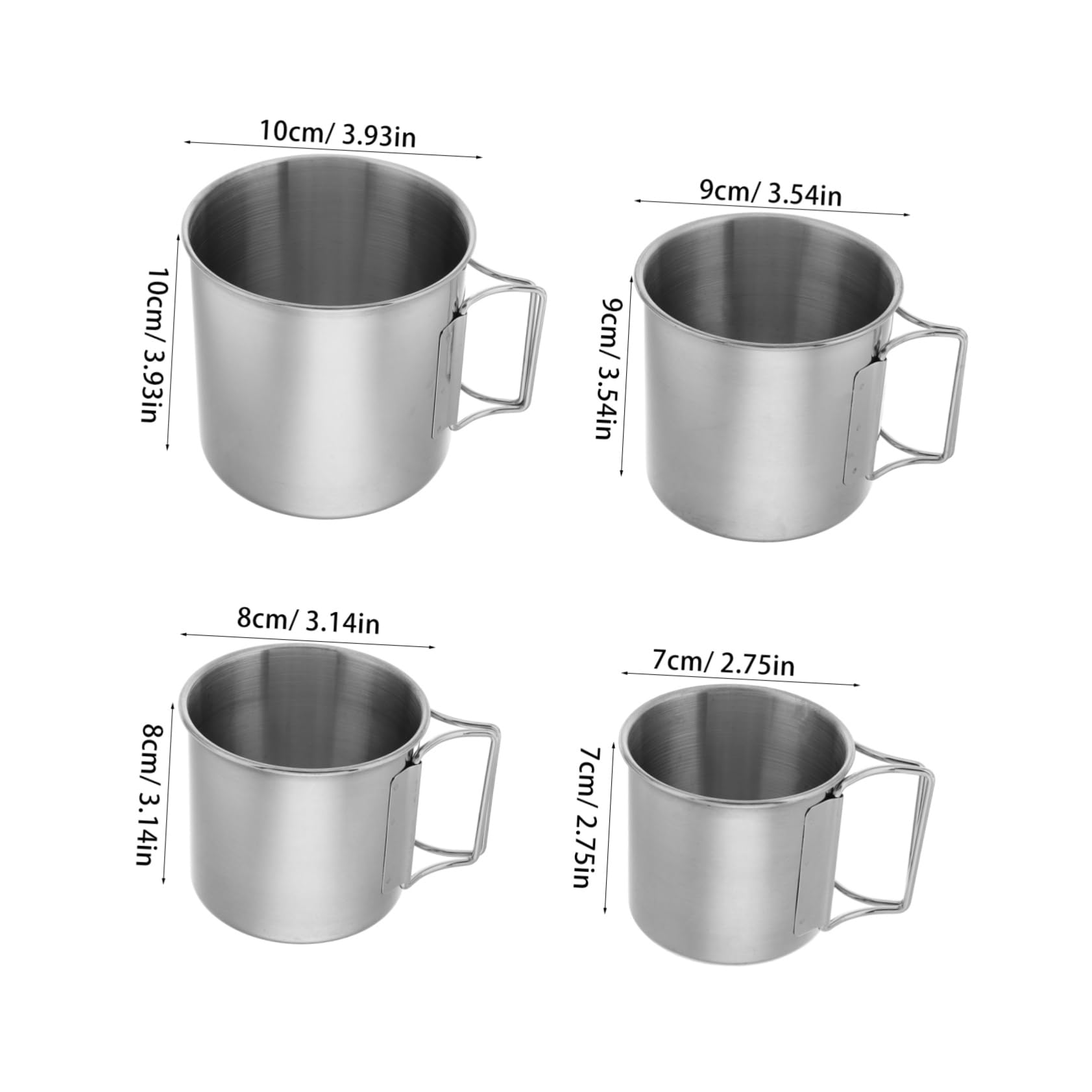 HANABASS 4 Stück Edelstahl Becher für Outdoor Faltbar Tragbar aus Edelstahl für Camping Reisen und Picknick Mehrwegbecher