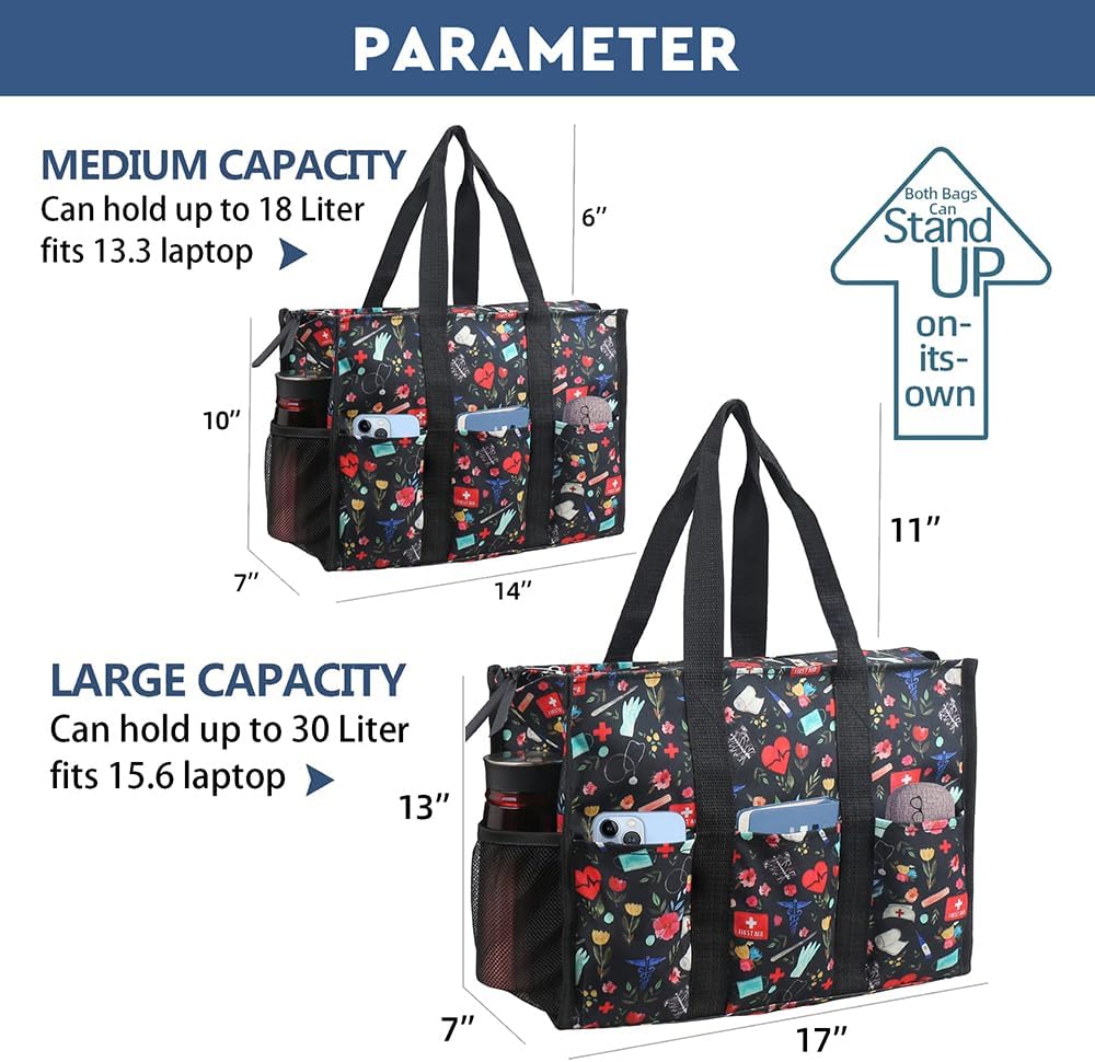 ABAMERICA Nurse Bags for Work Nursing Bag Multiple Pockets Waterproof Organizing Zip Top Clinical Bag for Nursing Students - Image 3