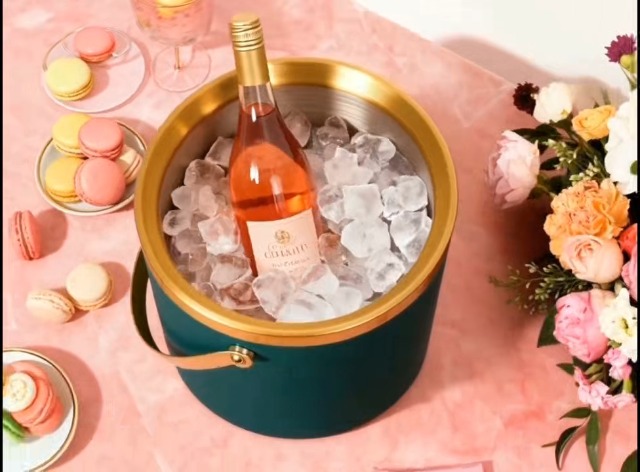 Seau à Glace 3L Double Paroi Acier Inoxydable Tebery - Avec Couvercle Et Pinces, Idéal Bar Maison & Fêtes