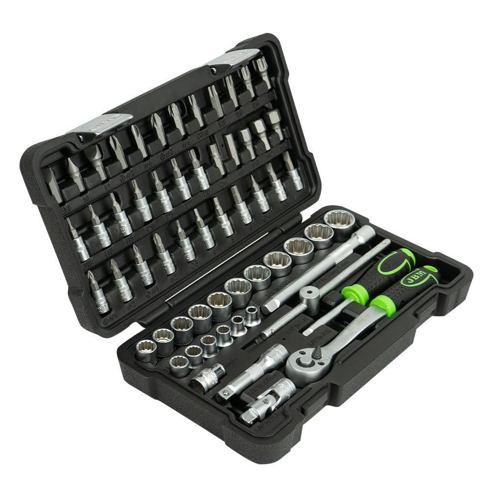 ESTUCHE DE HERRAMIENTAS DE 3/8" DE 59 PIEZAS CON VASOS DE 12 Cantos