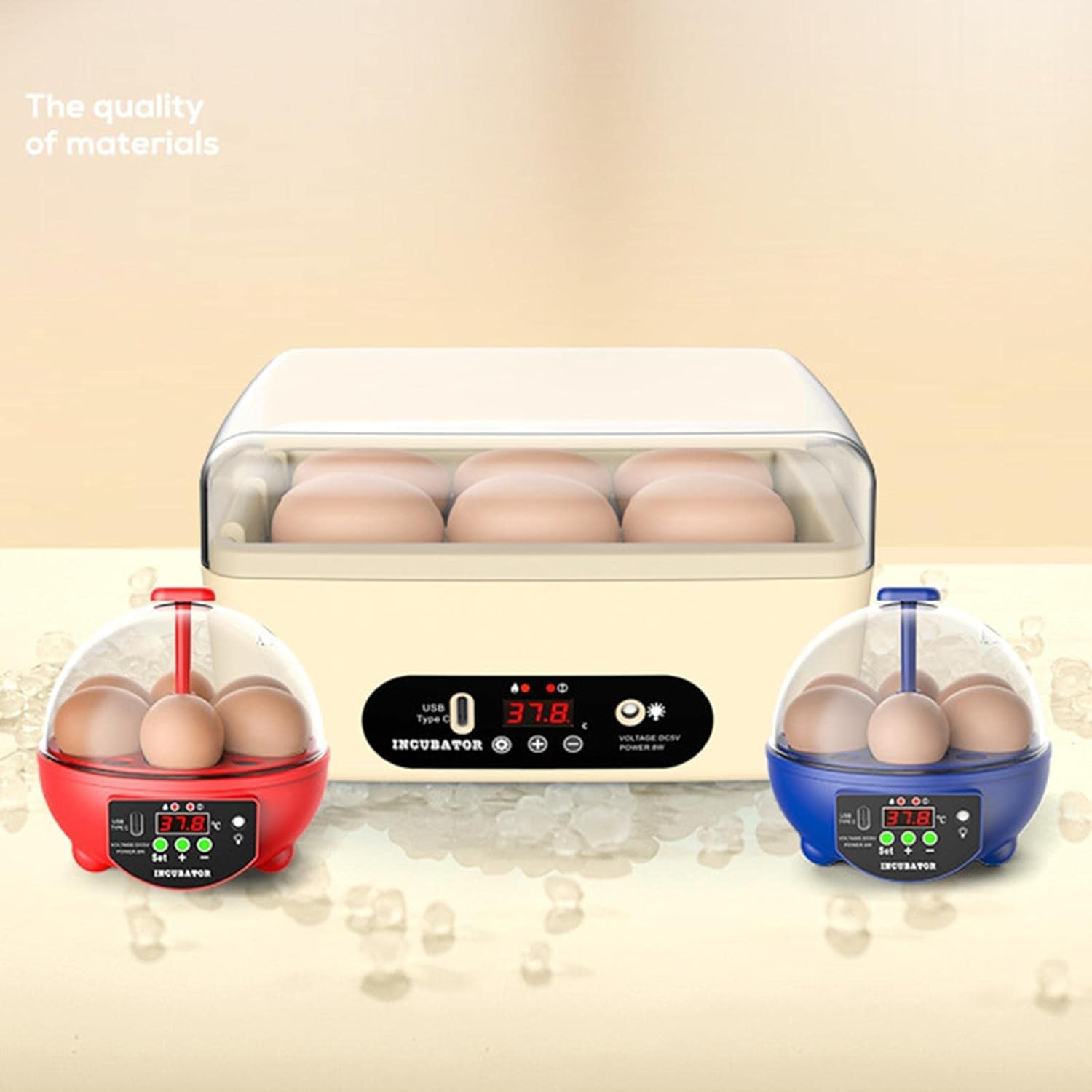 Mini Couveuse Oeuf Automatique, Incubateur Oeuf Automatique 6 Oeufs avec Retournement Automatique des Oeufs, Contrôle de la température, Pour l'incubation des Oeufs de Poulets, Cailles, Canards