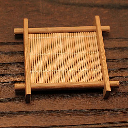 Yazi Bamboo Coasters Teacup Saucers Sets Square Handmade Tea Cup Mat For Kungfu Tea 3.5" Set Of 10 #TOP1